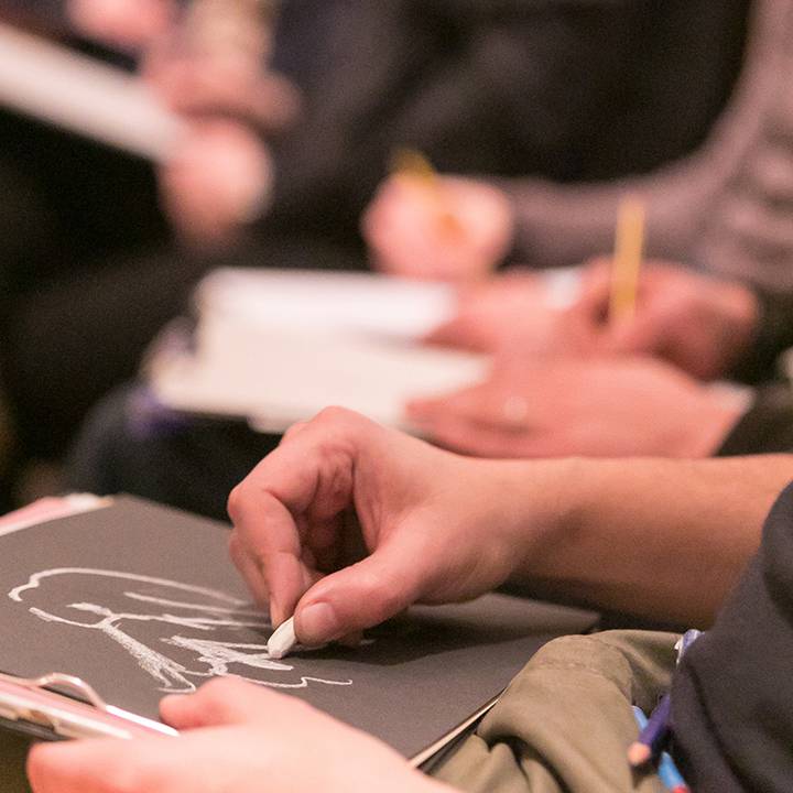 Students sketching