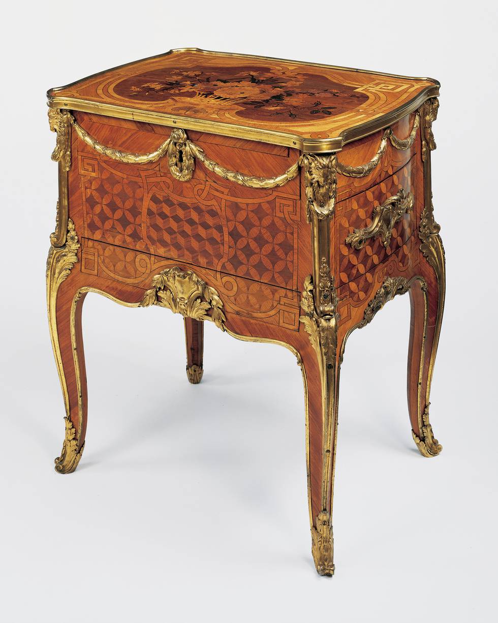 A marquetry writing and toilet table