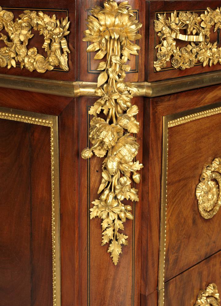 Detail of floral gilt-bronze mount. Chest-of-drawers (F248).
