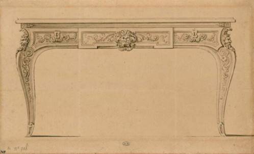 Attributed to André-Charles Boulle, Design for a writing table, about 1710. Musée des Arts décoratifs (723.B.2). © Les Arts Décoratifs.