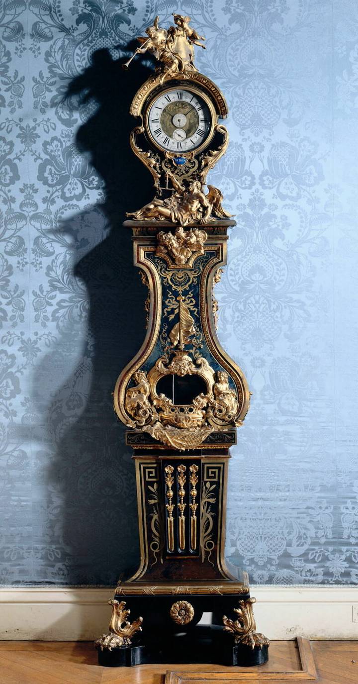 Regulator clock, attributed to André-Charles Boulle and Alexandre-Jean Oppenordt, about 1714–19. Musée du Louvre (OA 6746). © Musée du Louvre, Paris.