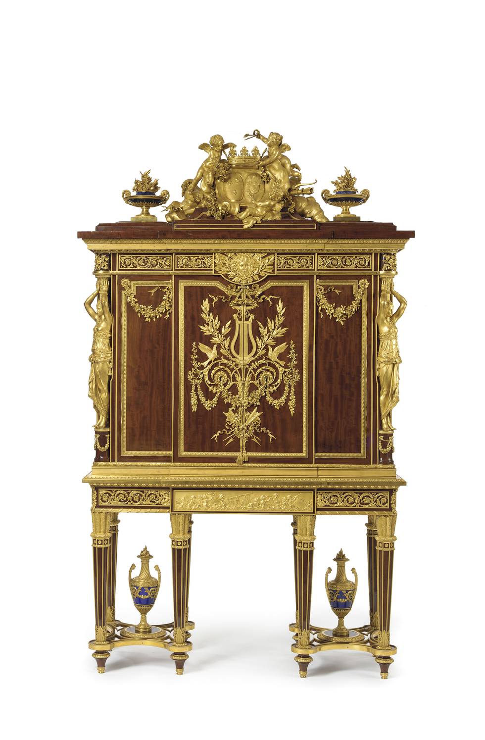 A mahogany-veneered jewel cabinet