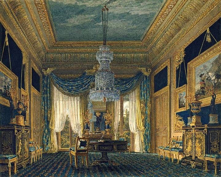 The Blue Velvet Closet, Carlton House, Charles Wild, about 1818. His Majesty King Charles III (RCIN 922185). © Royal Collection Enterprises Limited 2025 | Royal Collection Trust