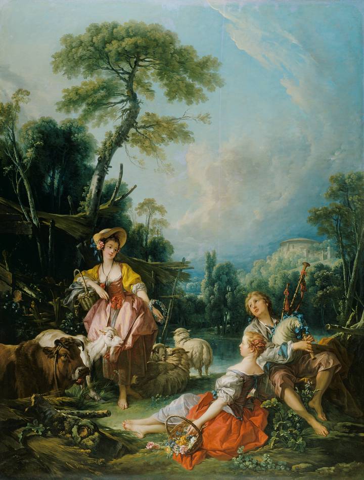 François Boucher, Pastoral with a Bagpipe Player, 1749. The Wallace Collection (P489).