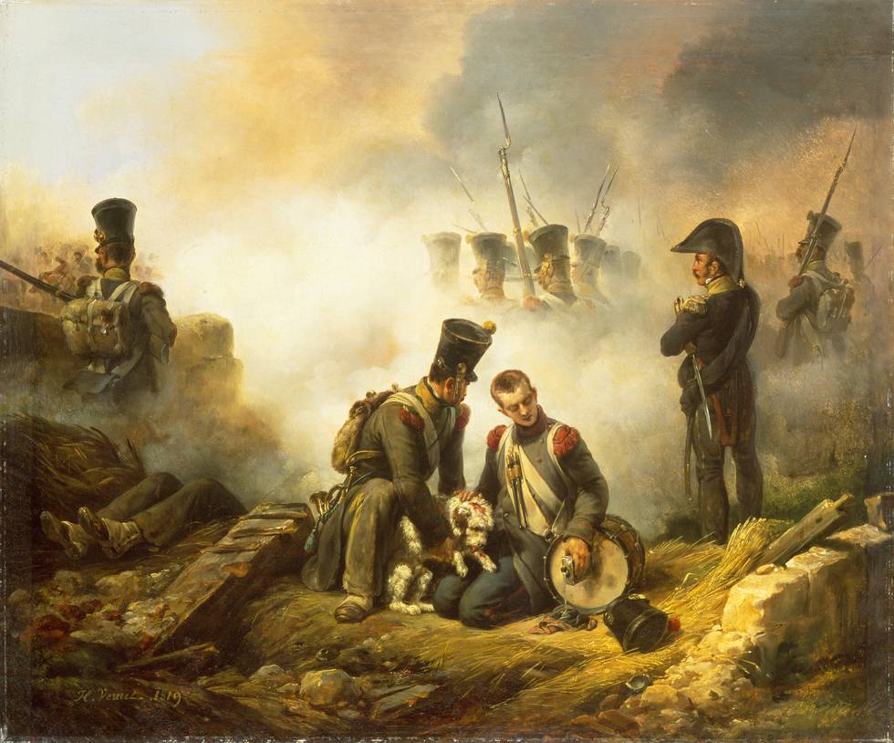A painting of a nineteenth-century battle scene