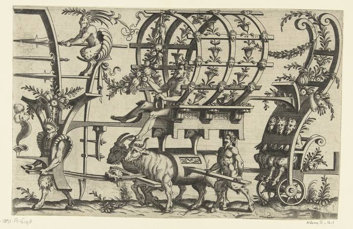 After Cornelis de Bos, Triumphal Wagon pulled by two Oxen, 1550. Rijksmuseum (RP-P-1891-A-16198). CC0 1.0.