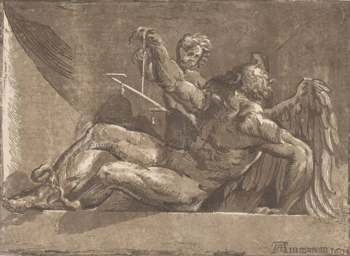 Saturn, Niccolò Vicentino, published by Andrea Andreani, 1604. Rijksmuseum (RP-P-OB-31.072). CC0 1.0.