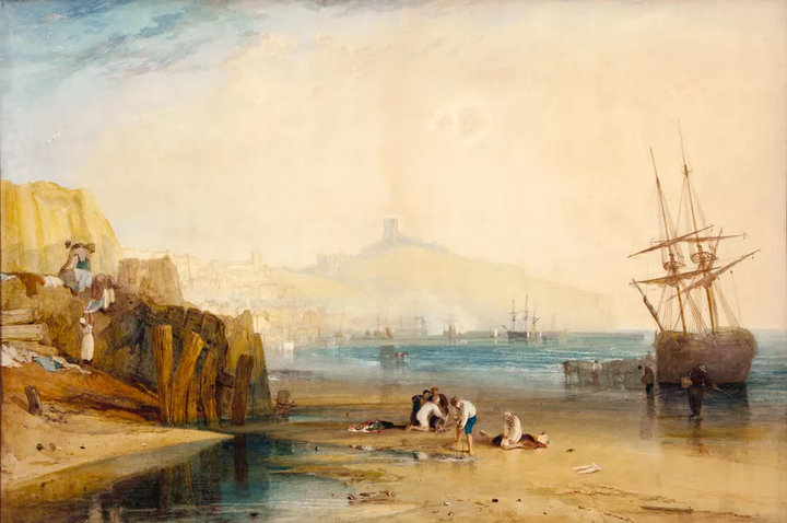 Joseph Mallord William Turner, Scarborough town and castle: morning: boys catching crabs, about 1810. Art Gallery of South Australia (20062P10) © Saul Steed CC-BY-NC-ND 4.0