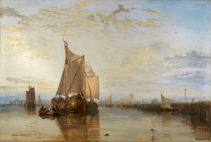 Joseph Mallord William Turner, 1775–1851, British, Dort or Dordrecht: The Dort Packet-Boat from Rotterdam Becalmed, 1818, Oil on canvas, Yale Center for British Art, Paul Mellon Collection, B1977.14.77.