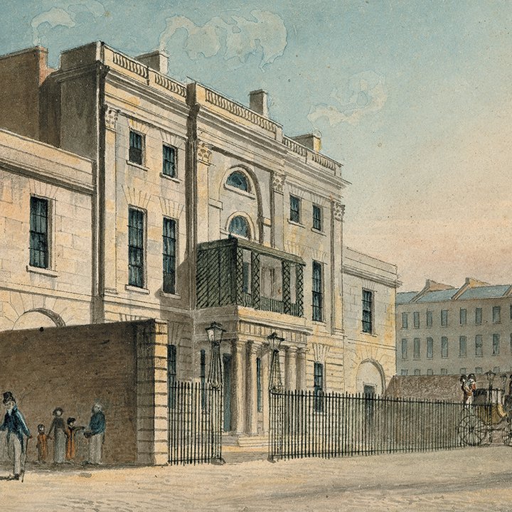 Colour drawing of Hertford House in the eighteen hundreds