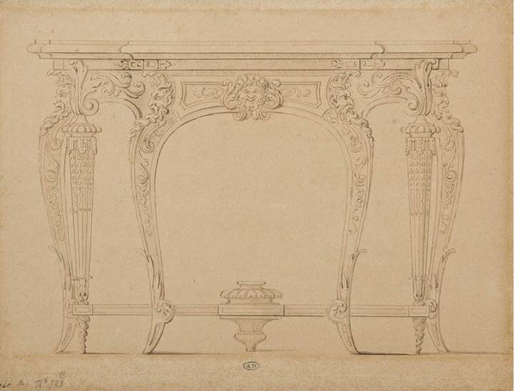Attributed to André-Charles Boulle, Design for a side table, undated. Musée des Arts décoratifs (723.B.1). © Les Arts Décoratifs.
